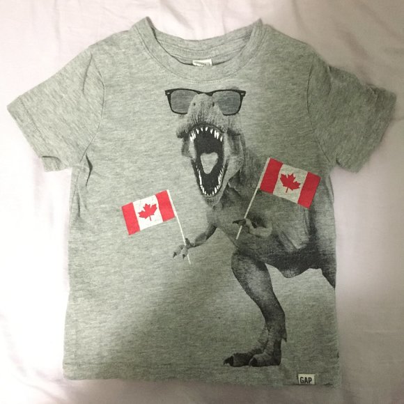 Dinosaur Canada Flags T-Shirt - Picture 1 of 1